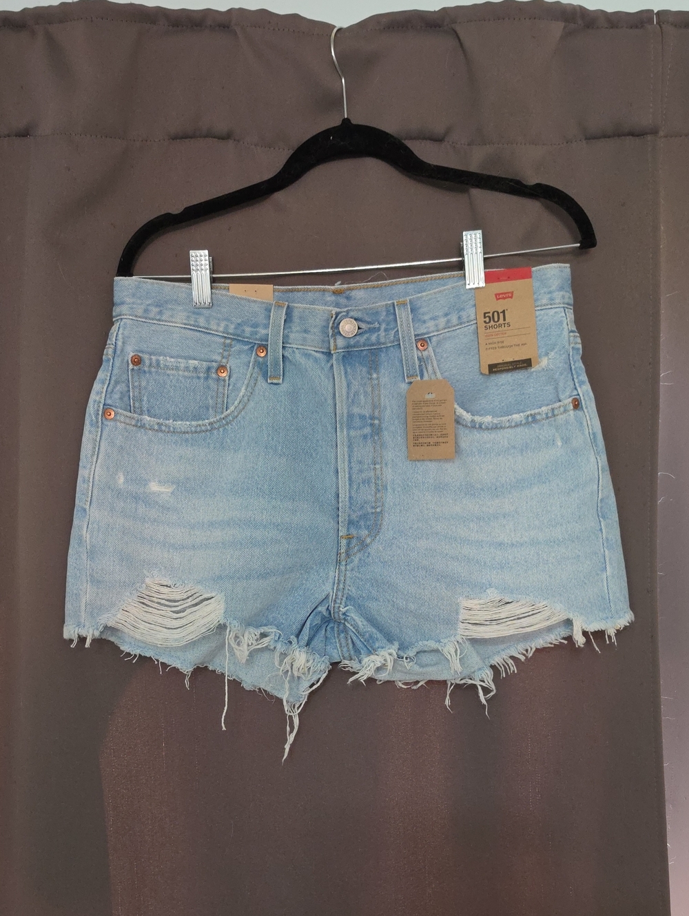 Levi's Women's Light Blue Distressed Denim Shorts